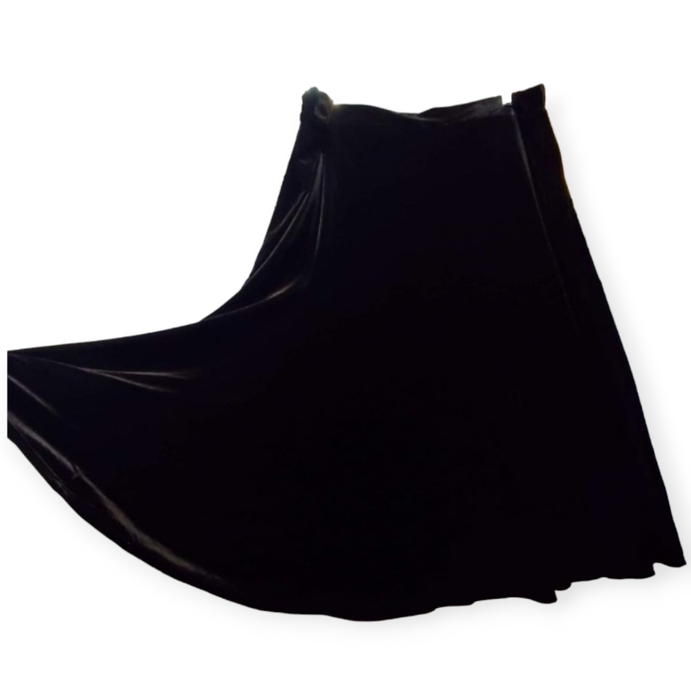 VTG Black Velvet Midi Skirt Stretchable Waist By Studio 1940 Plus Size 26/28W